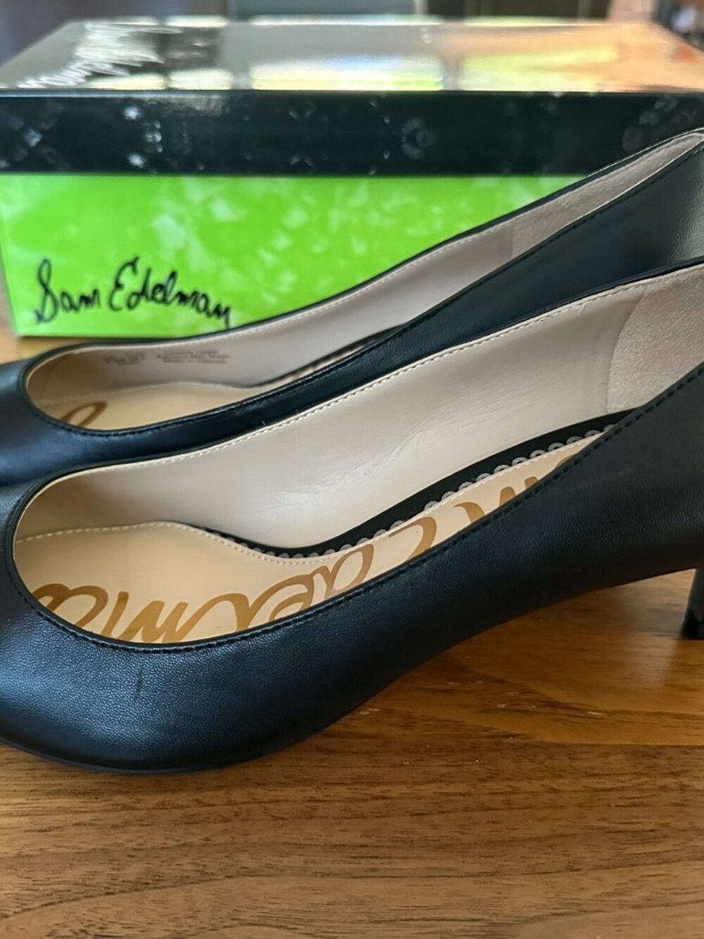 Sam Edelman Dori Black Leather Kitten Heel Pump – Size 8.5 – Like New